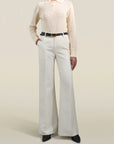 Athena Flare Pant in Cream Silk Wool