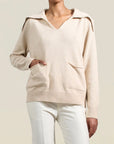 Betina Collared Sweater in Beige Cashmere Wool Blend