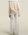 Betina Collared Sweater in Beige Cashmere Wool Blend
