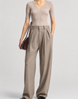 Joel Pleated Trouser in Wool Flannel