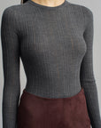 Fabi Fitted Long Sleeve in Superfine Pointelle