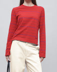 Wynn Long Sleeve in Crimson Multi Stripe