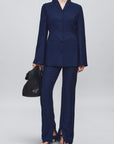 Charlie Long Trouser in Slub Suiting