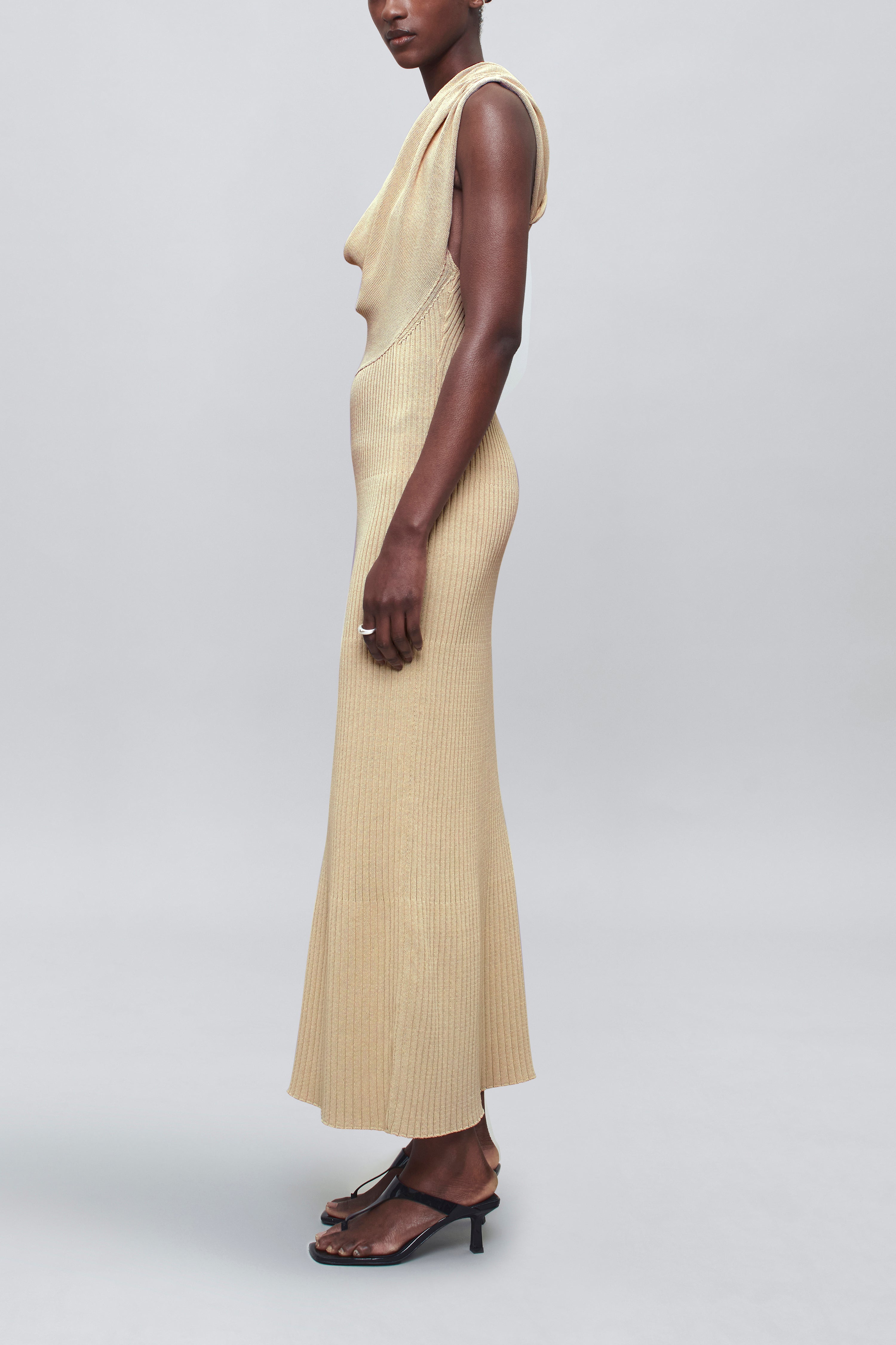 Manon Cowl Neck Dress in Cotton Nylon XS
