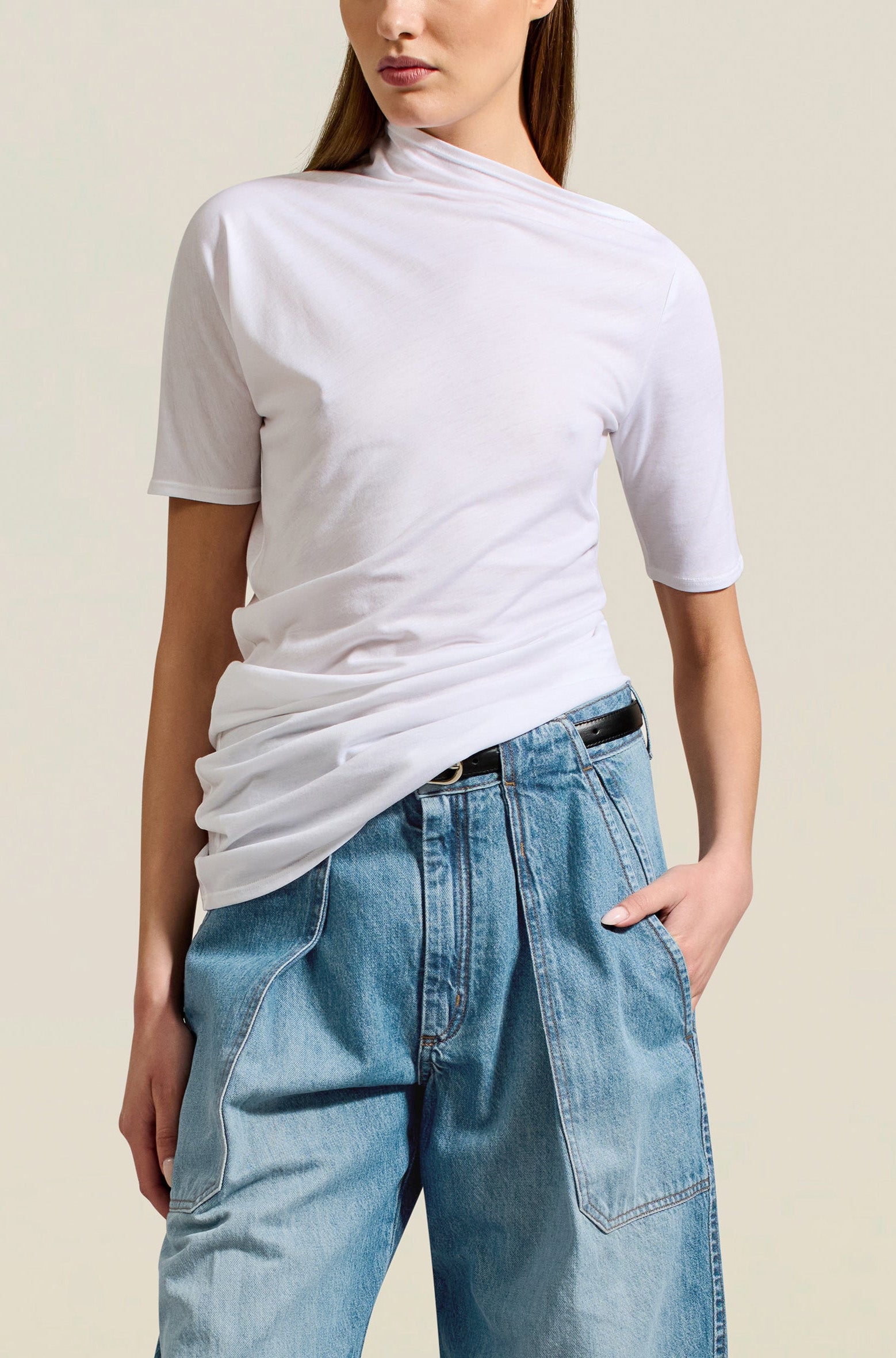 Gemma Short Sleeve Top in White Tencel Jersey – KALLMEYER
