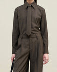Billie Tie Blouse in Wool Suiting