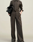 Billie Tie Blouse in Wool Suiting