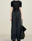 Roxana Low-Rise Trouser in Light Wool Suiting