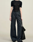 Roxana Low-Rise Trouser in Light Wool Suiting