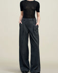 Roxana Low-Rise Trouser in Light Wool Suiting