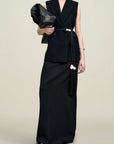 Deon Sleeveless Blazer in Wool Coating