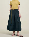 Dakota Pleated Skirt in Compact Cotton