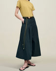 Dakota Pleated Skirt in Compact Cotton