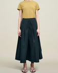 Dakota Pleated Skirt in Compact Cotton