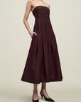 Maeve Pleated Dress in Wool Gazar