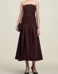 Maeve Pleated Dress in Wool Gazar