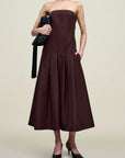 Maeve Pleated Dress in Wool Gazar