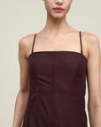 Maeve Pleated Dress in Wool Gazar