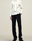 Billie Tie Blouse in Cotton Shirting