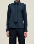 Billie Tie Blouse in Flannel Suiting