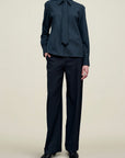Billie Tie Blouse in Flannel Suiting
