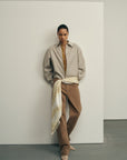 Large Oil Moire Scarf in Crema Silk Twill