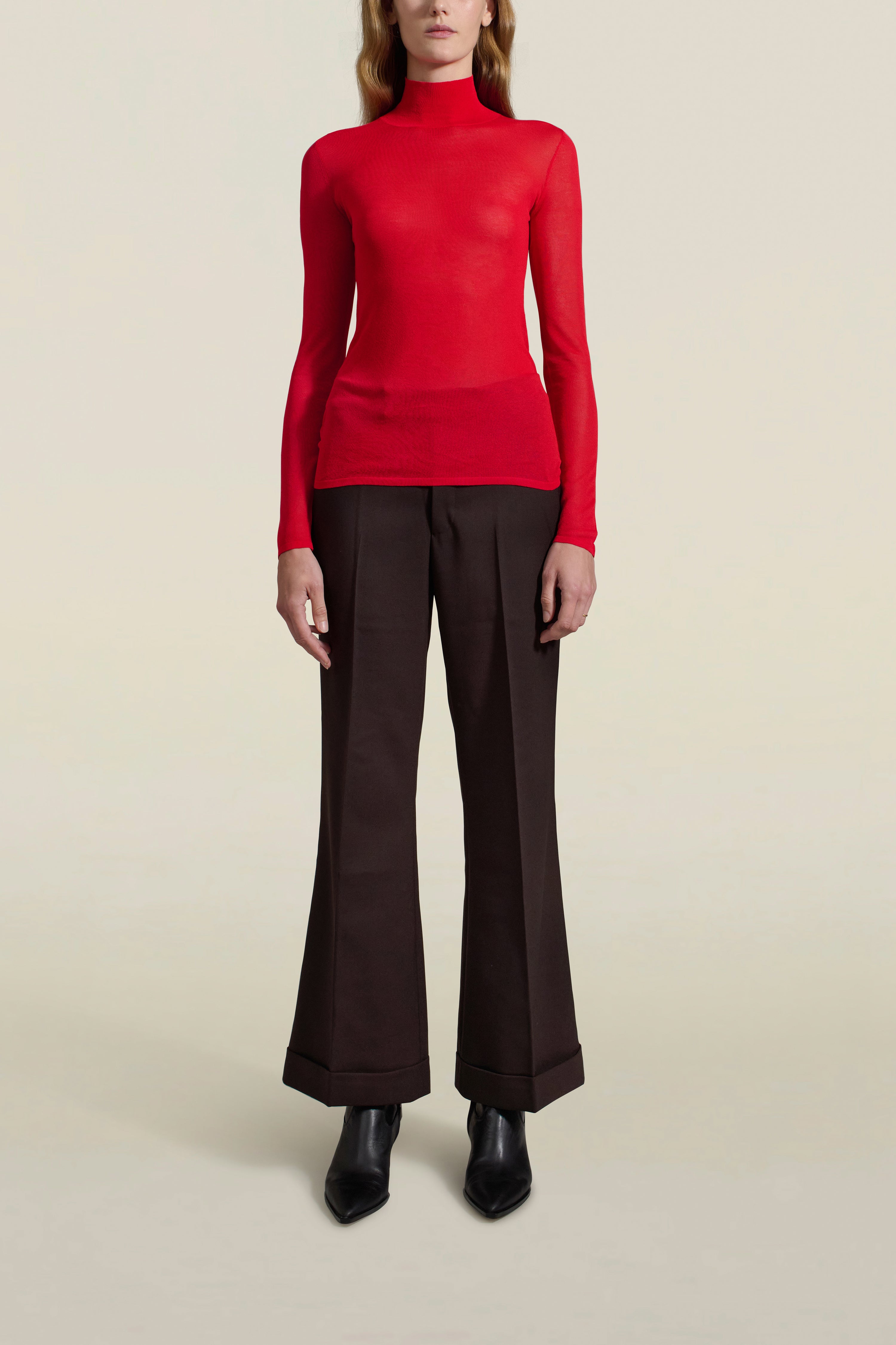 Red sheer turtleneck on sale