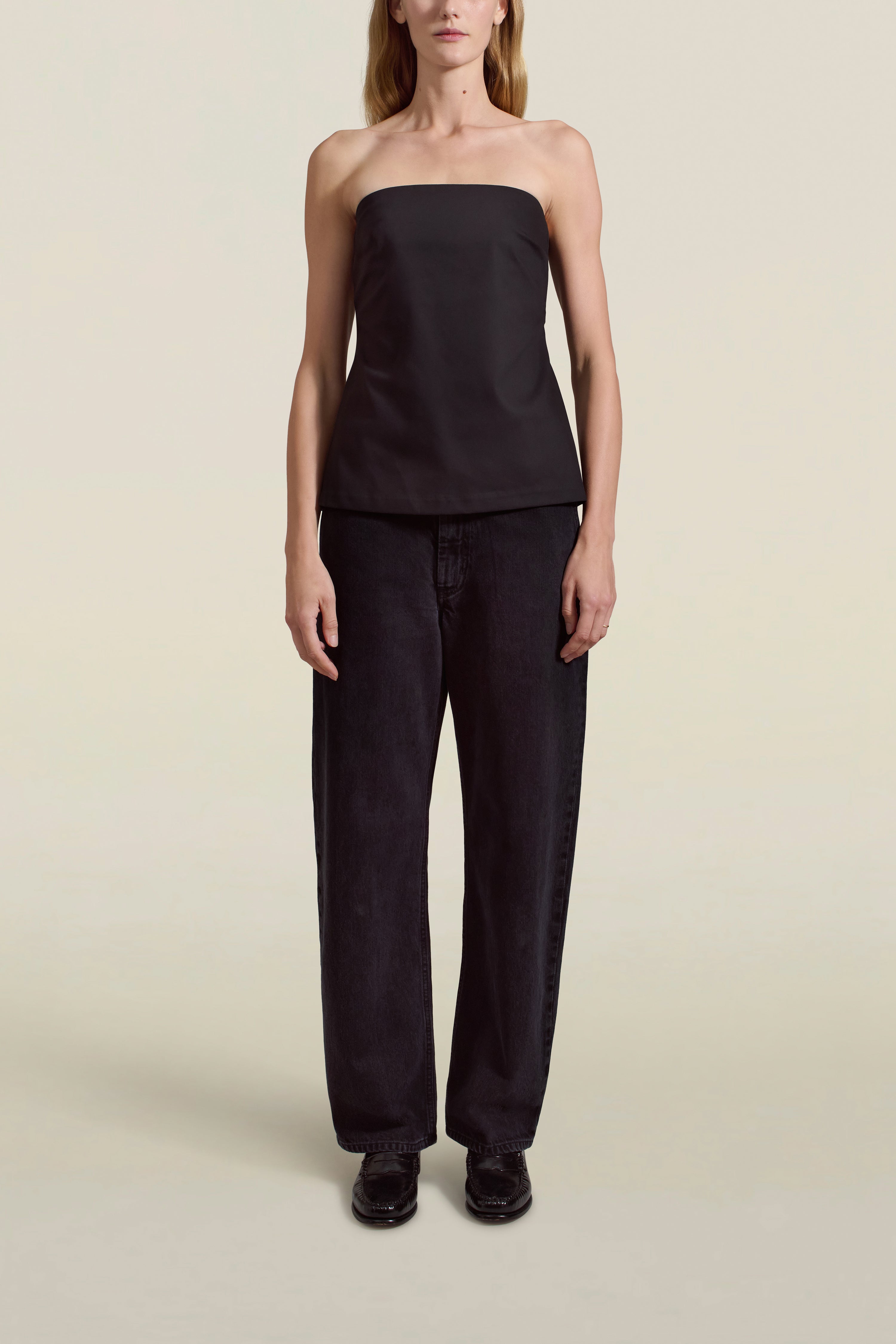 Etta Tube Top in Black Dettaglio Suiting – KALLMEYER