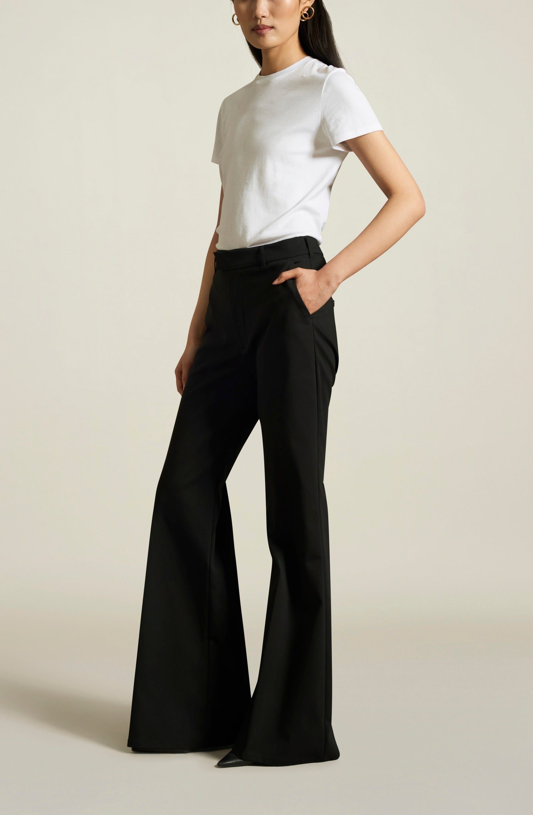 Beau Pants - High Waisted Split Hem Flare Pants in Black