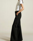 Athena Flare Pant in Black Stretch Suiting