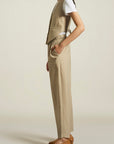 Tiffany Trouser in Beige Pinstripe Tropical Wool