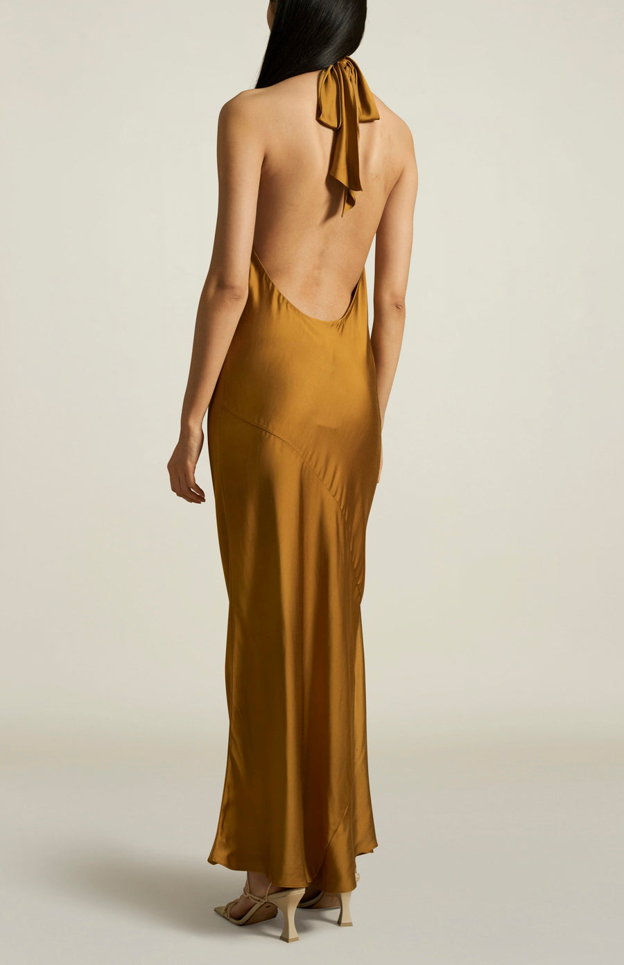 Bianca Dress in Gold Filaspun Satin