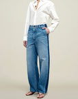 Column Leg Jeans in Cotton Denim
