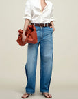 Column Leg Jeans in Cotton Denim
