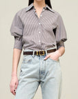 Colette 3/4 Sleeve Button Down in Poplin Gingham