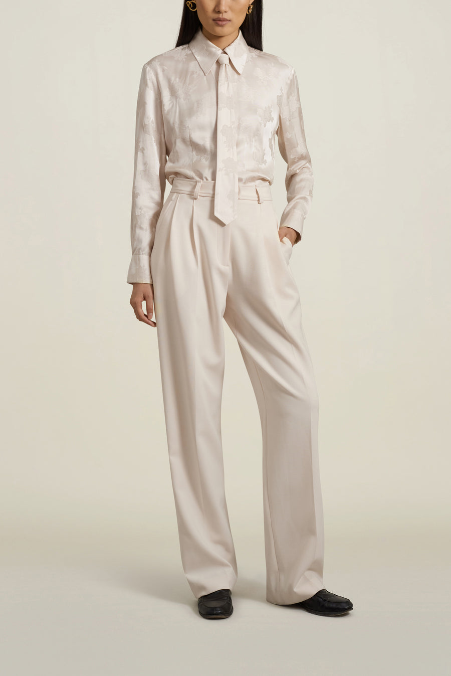 Le Smoking Trouser in Ecru Heavy Suiting