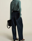 Houghton Pleated Trouser in Teal Tropical Wool