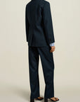 Boxy Tuxedo Blazer in Teal Tropical Wool