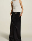 Cleo Trouser Skirt in Black Tropical Wool