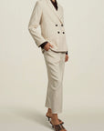 Boxy Tuxedo Blazer in Ivory Tropical Wool