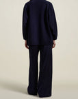 Funnel Neck Pullover in Navy Recycled Cashmere