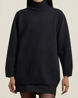Funnel Neck Pullover in Black Recycled Cashmere