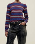 Wynn Long Sleeve in Bordeaux Multi Stripe
