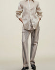 Dani Button Down in Satin Faced Organza