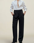 Aiden Pleated Trouser in Viscose Cady