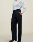 Aiden Pleated Trouser in Viscose Cady