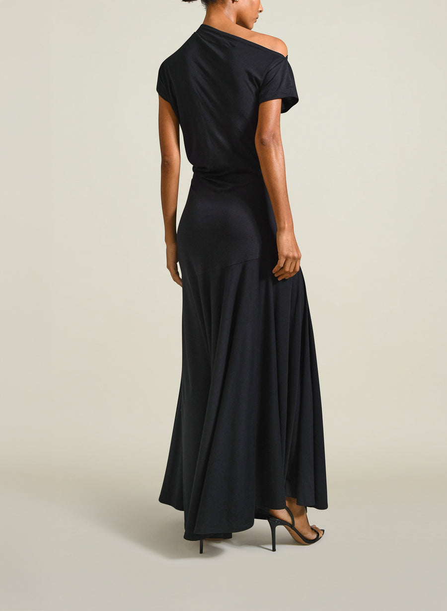 Stella Short Sleeve Dress in Black Tencel Jersey