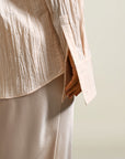 Chloé Bib Button Down in Blush Wrinkle Cotton