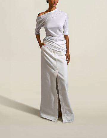 Gemma Short Sleeve Top in White Tencel Jersey
