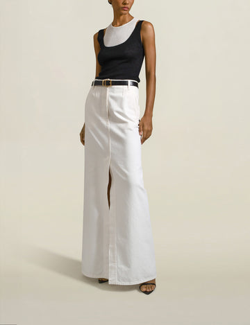 Harper Denim Skirt in Salt Cotton Denim